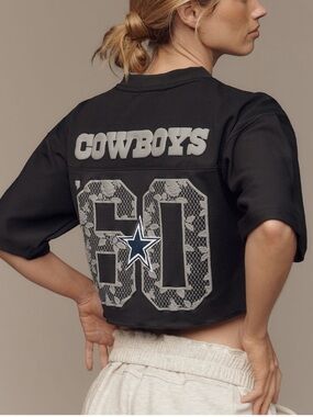 Anthropologie Mitchell Ness NFL Dallas Cowboys Cropped Football Jersey Top NWT